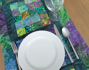 Batik Table Runner Colorful Geometric Design