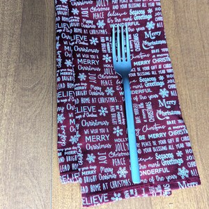 Handmade Burgundy Christmas Napkins: Cotton Holiday Dining Cloth