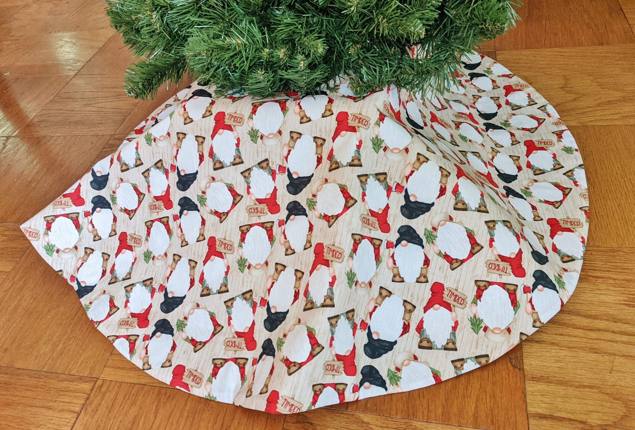 Christmas Gnomes Quilted Tree Skirt 36 inch Handmade tree Etsy