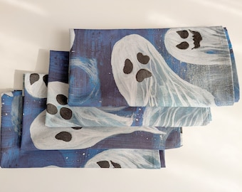 Halloween Ghost Napkins Spooky Cotton Dinner Napkins Halloween Dining Napkins Cotton Handmade Table linens