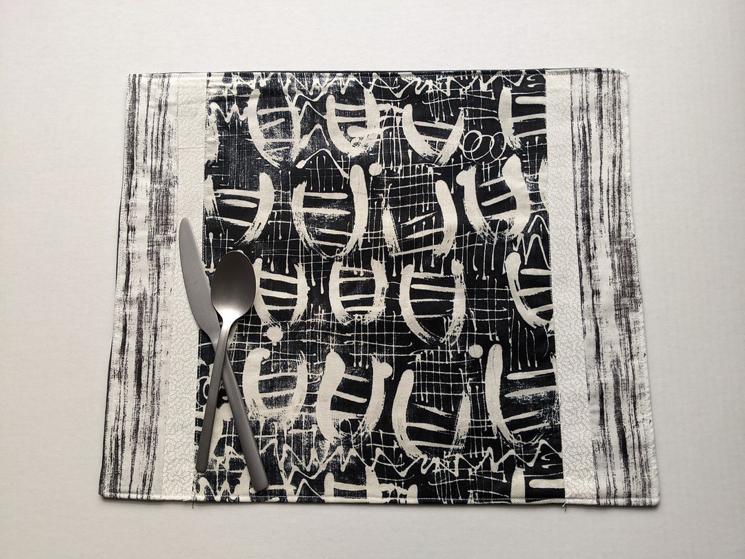 Black and White Placemats Modern Place Mats Abstract Etsy