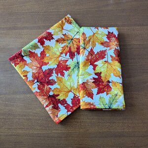 Handmade Autumn Leaves Napkins: 100% Cotton Fall Dining