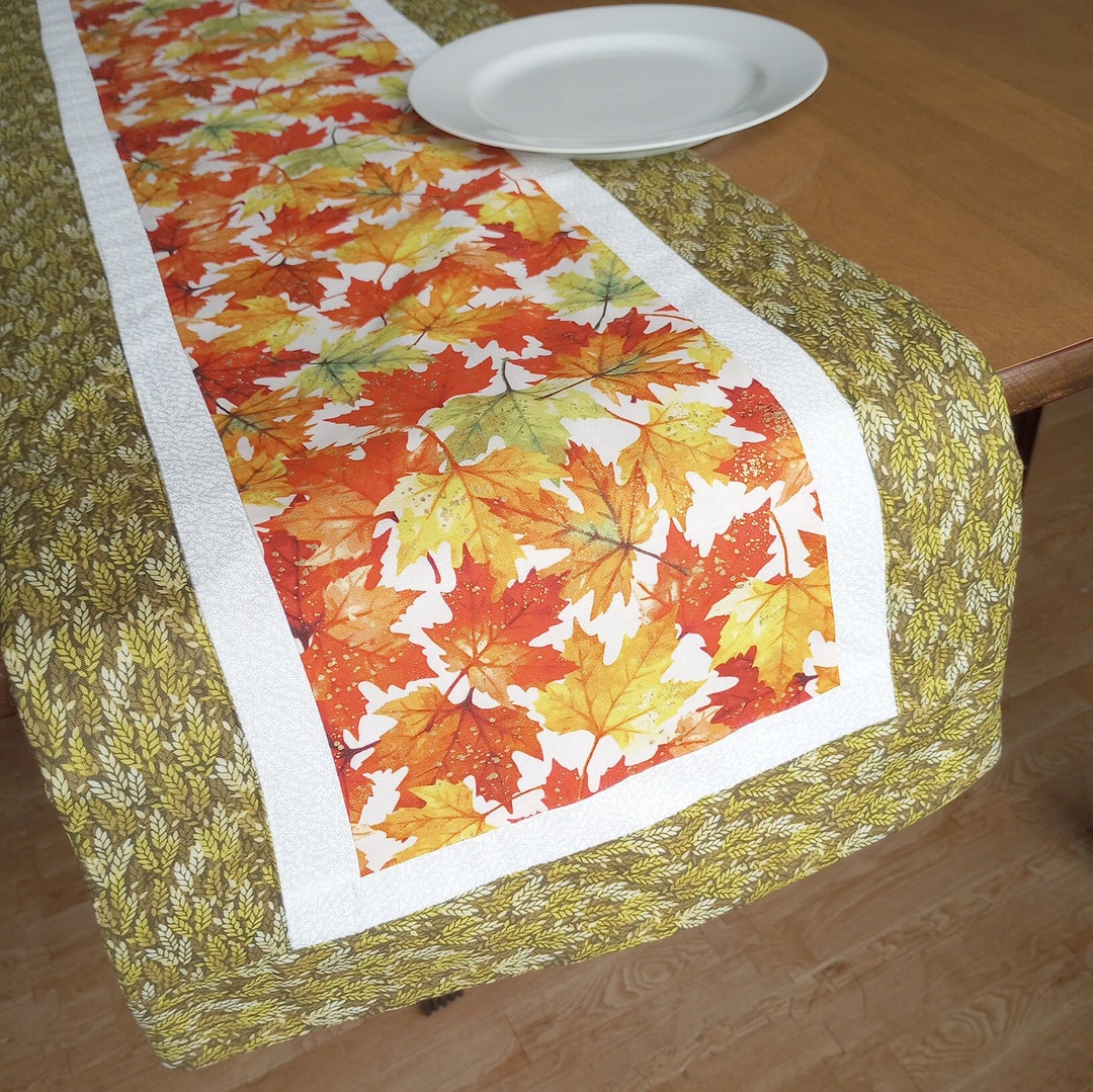 Fall Leaves Table Runner Green Autumn Leaves Table Runner Fall Table