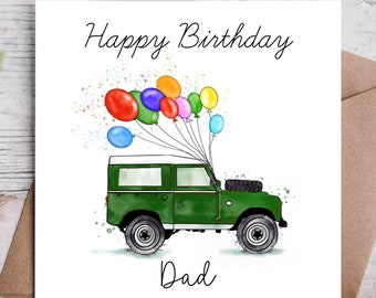 Green Land Rover Card / Land Rover birthday card / Land Rover card / Farmer birthday card / Farm birthday card / Off road birthday card