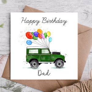 Green Land Rover Card / Land Rover birthday card / Land Rover card / Farmer birthday card / Farm birthday card / Off road birthday card