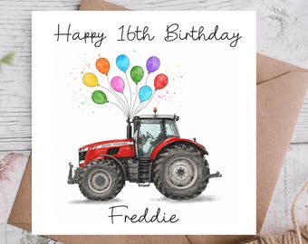 Tractor Birthday Card / Tractor card / Kids Tractor card / Farm card / Farm birthday card / Birthday card / Personalised / Massey Ferguson