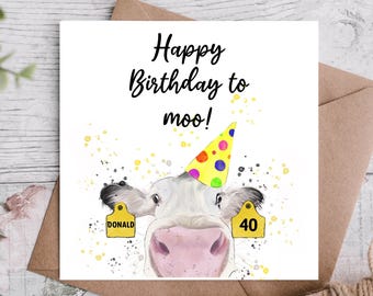 Cow card / Personalised cow card / Personalised farm card / farmer card / cow birthday card / cow birthday / farm animal card / personalised