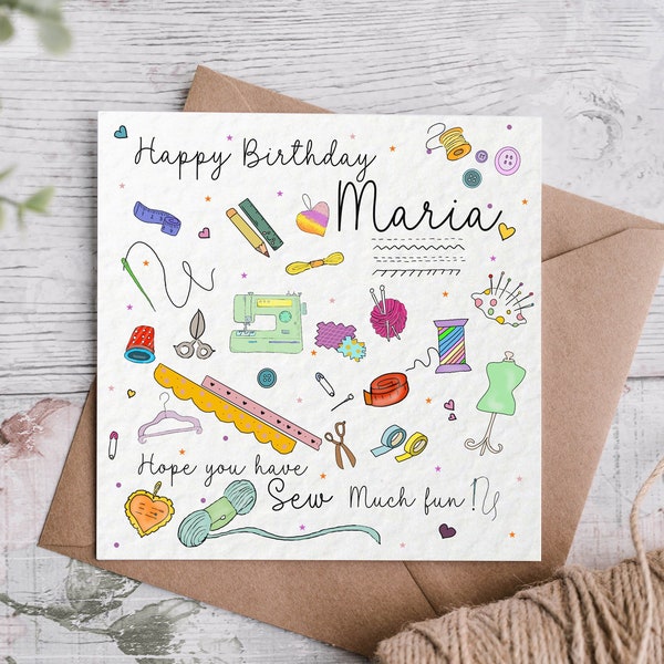 Sewing Birthday Card / Personalised Sewing Card / Personalised Birthday Card / Sewing Birthday Card / Sew much fun / Card for Her/Him