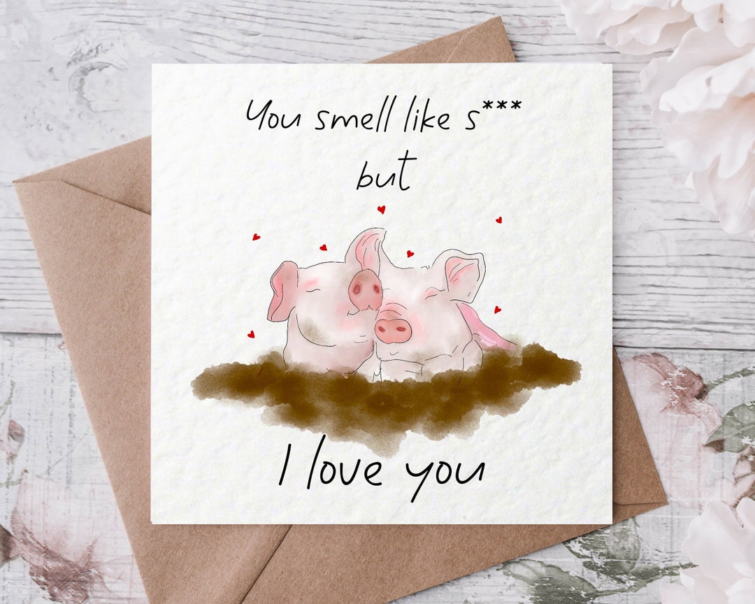 Pig Valentine's Day Card / Pig Card / Pig Valentine's / Funny Pig Card ...