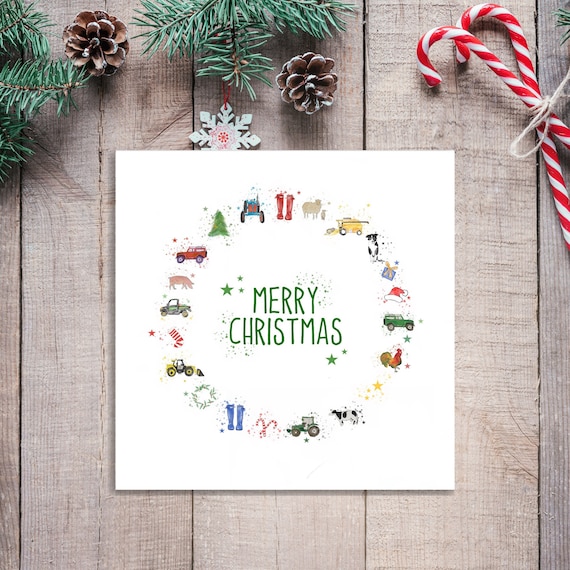 A farmers Christmas card / Farming Christmas card / Farming Christmas / Christmas Card / Animal Christmas card / Farm animals / Farming card