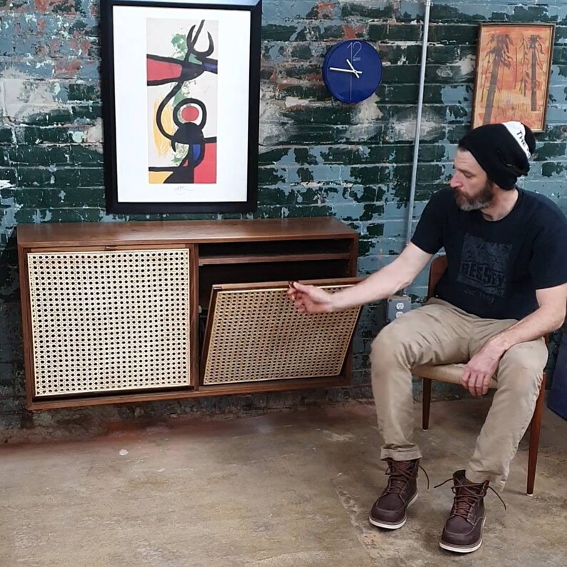 Walnut and Cane Hanging Shoe Storage Etsy