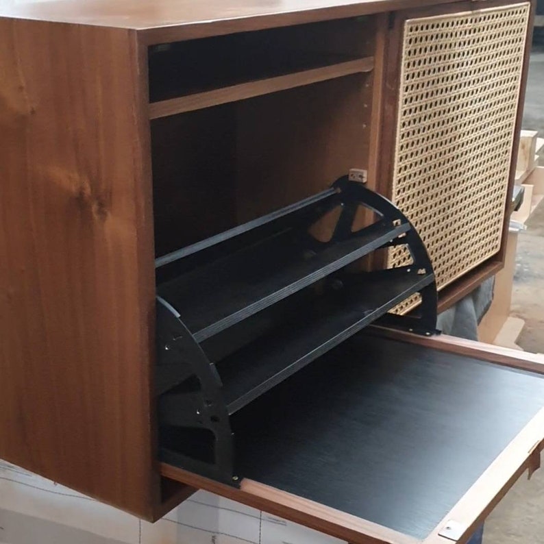 Walnut and Cane Hanging Shoe Storage Etsy