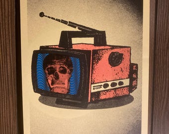 Skull TV 3 Color Screen Printed Poster