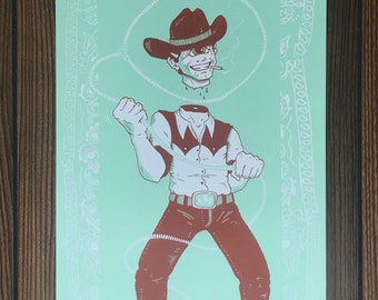 Headless Cowboy 2 Color Screenprinted Poster