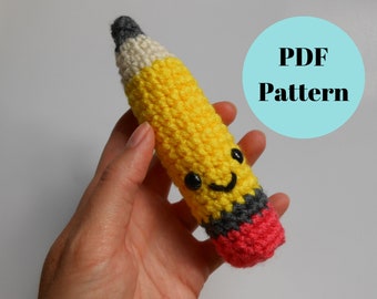 PATTERN ONLY - Happy Pencil Amigurumi Crochet Pattern, PDF Digital Download