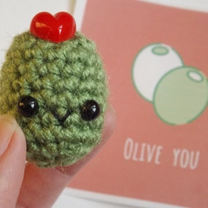 Tiny Olive Plush, Cute Olive Plushie, Small Stuffed Animal Olive Plush, Olive Amigurumi Stuffie