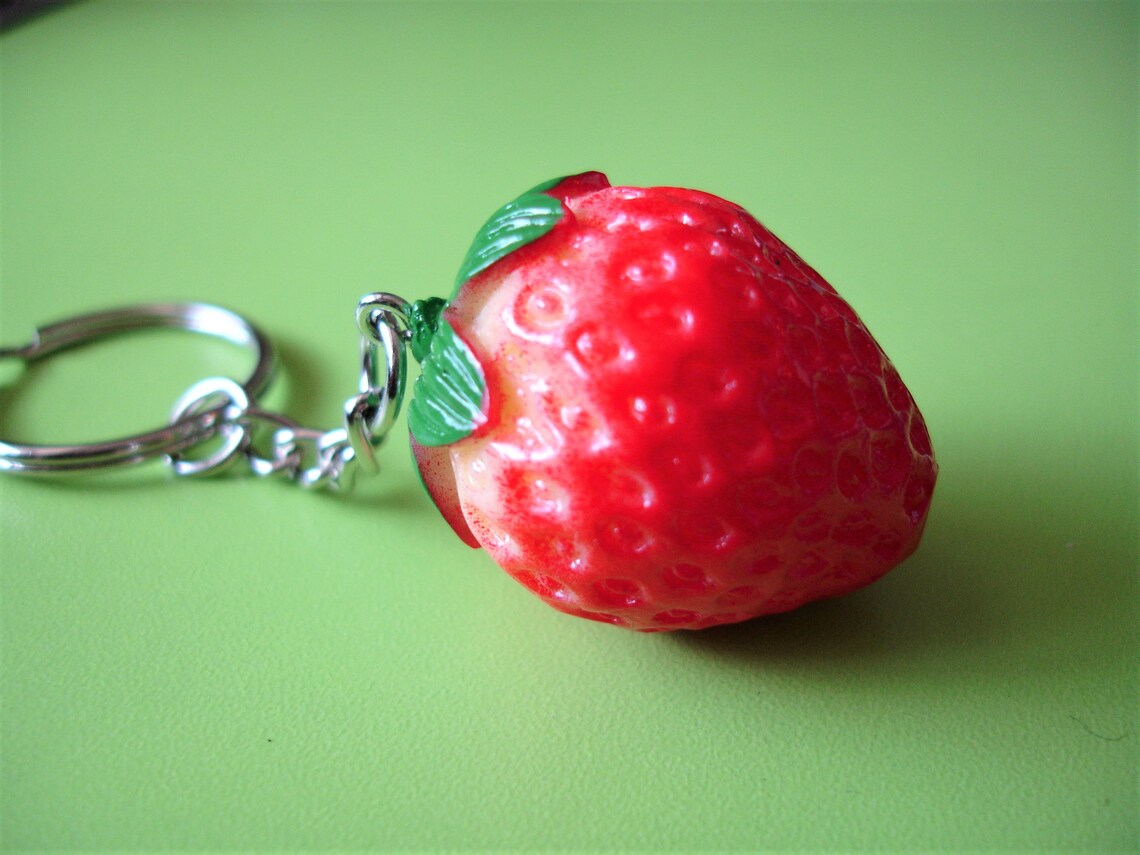 Custom Strawberry Keychain realistic resin keychain funny Etsy