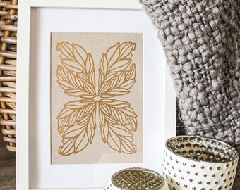 Pattern nº4 - Lino Print - Taupe & Gold