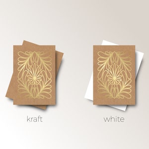 Three Botanical GOLD Greeting Cards with envelope Minimal Style white ink on kraft paper flower line art Hand made in Barcelona image 2