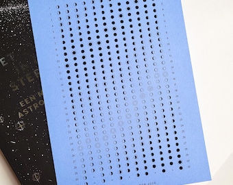 May include: A light blue printable PDF moon phase calendar for 2024, with the text "MOONCALANDER 2024". The calendar displays the phases of the moon for each day of the year. The text "2024 design shown - 2026 calendar included" is also visible.