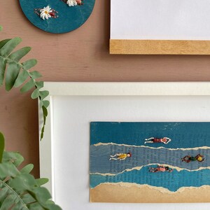 Embroidered sea swimmers on wood wall art image 7