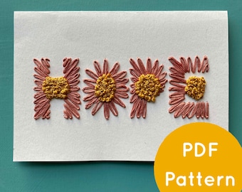 Daisy HOPE Embroidery on Card PDF DOWNLOAD