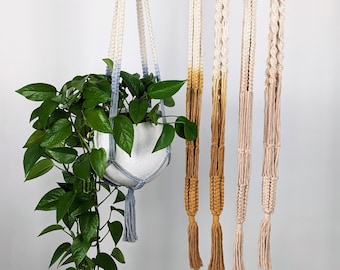 Naturally Dyed Macrame Plant Hanger, Dip Dyed Plant Holder