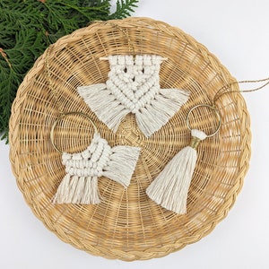 Macrame Christmas Ornaments, Set of 3, Boho Holiday Decor