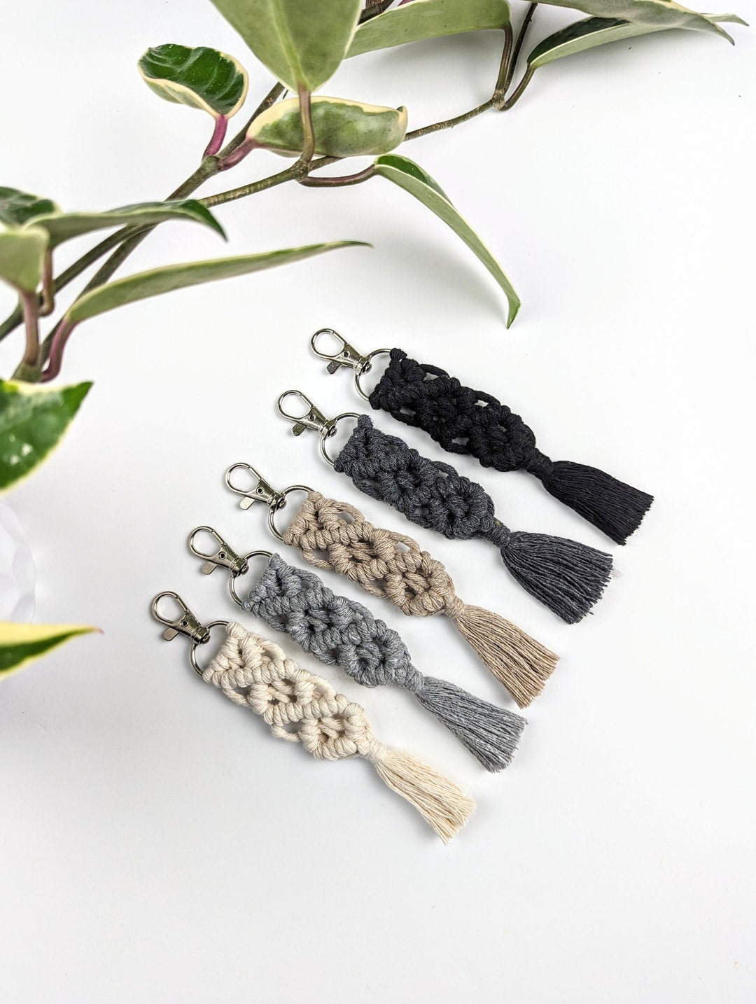Fdit porte-clés sac à main Porte-clés macramé tissage à la main gland