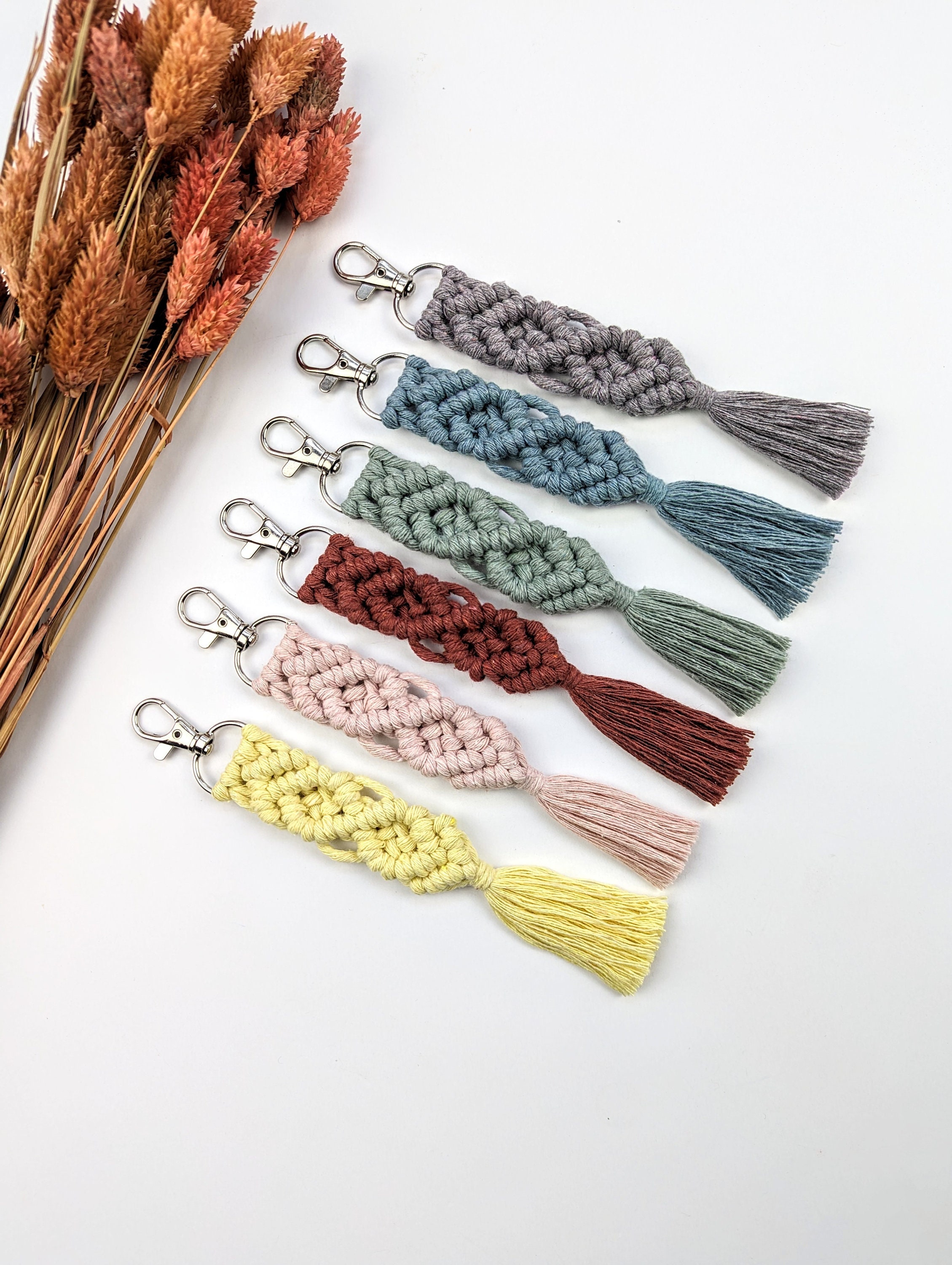 Woven Macrame Keychain, Macrame Keyring, Soft Colours - Etsy