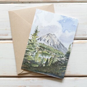 Carte de voeux à l’aquarelle de White Rock Mountain. Carte blanche avec enveloppe. Impression d’aquarelle de paysage. Crested Butte Colorado Art. Gothique Mt.
