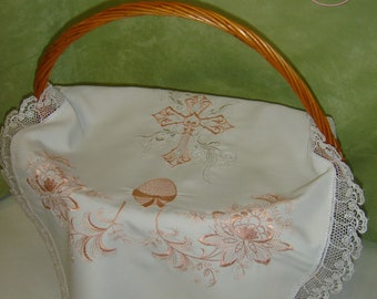 Funda para cesta de Pascua con cruz bordada, servilleta de mesa de Pascua con bordado a máquina