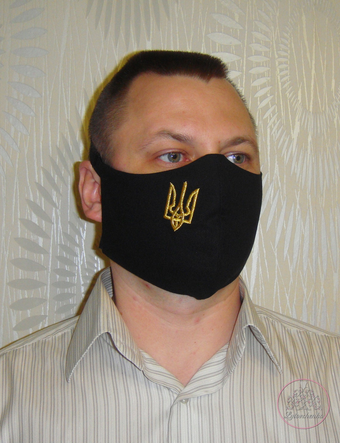 Ukrainian Linen Black Face Mask With a Small Embroidered Etsy