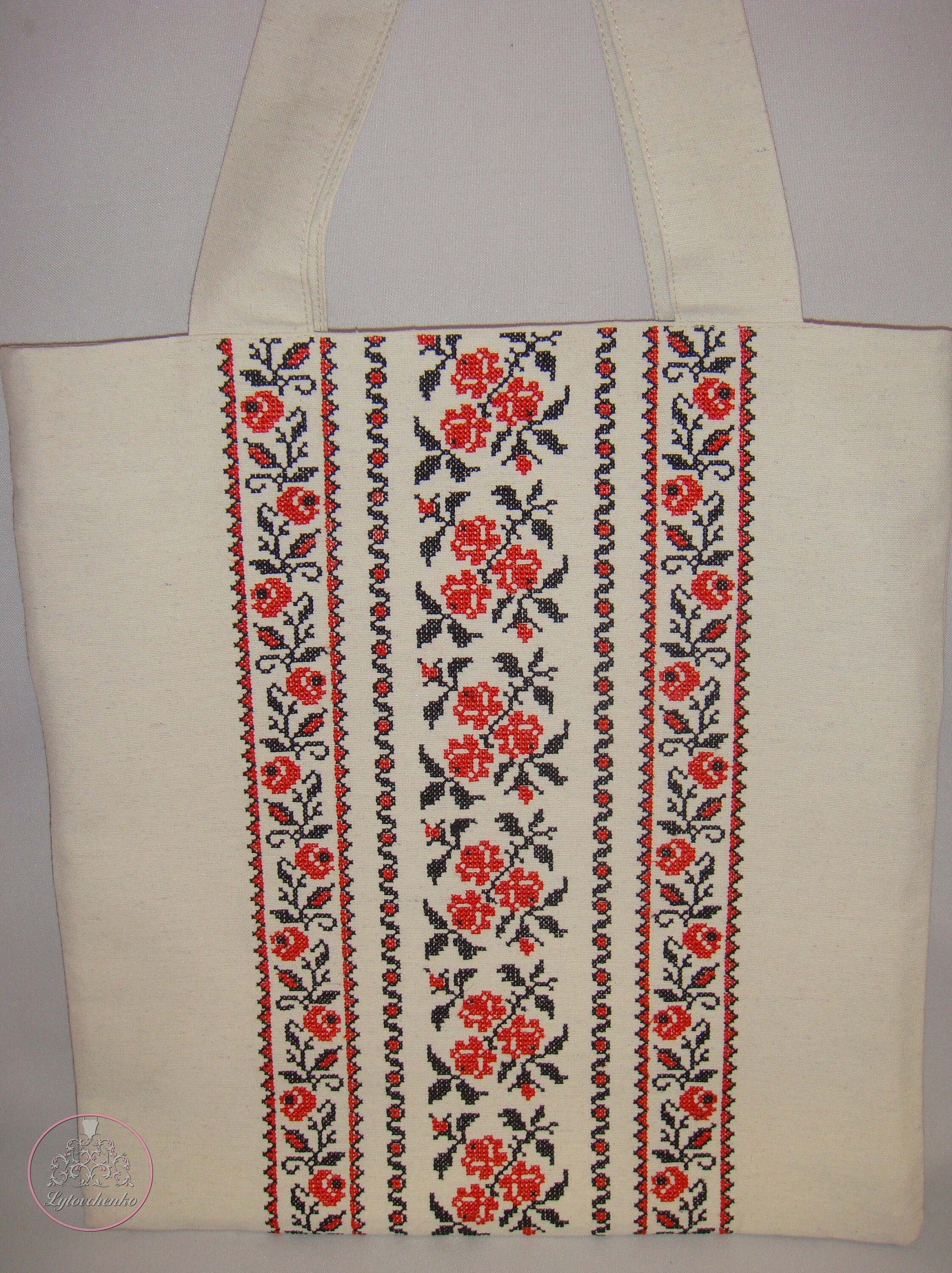 Ukrainian Cotton Tote Bag With Cross Embroidered Folk Ornament - Etsy