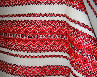 Ukrainian Traditional Tablecloth with Folk Embroidery - Kitchen Decor, Retro Vintage Style