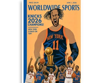 Knicks 2026 Champions Magazine Cover Poster | Jalen Brunson Wall Art (Print)