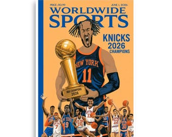 Knicks 2026 Champions Magazine Cover Poster | Worldwide Sports Edition | New York Basketball Wall Art