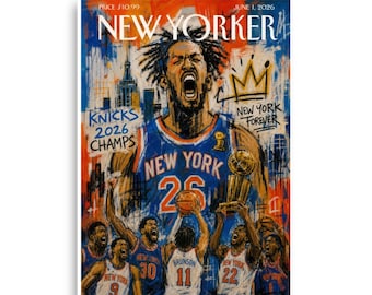 New York Knicks 2026 Champions Poster | Jalen Brunson Street Art Print (Magazine Cover Style)