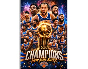 New York Knicks 2026 Champions Poster: NBA Championship Team & Trophy Basketball Wall Art
