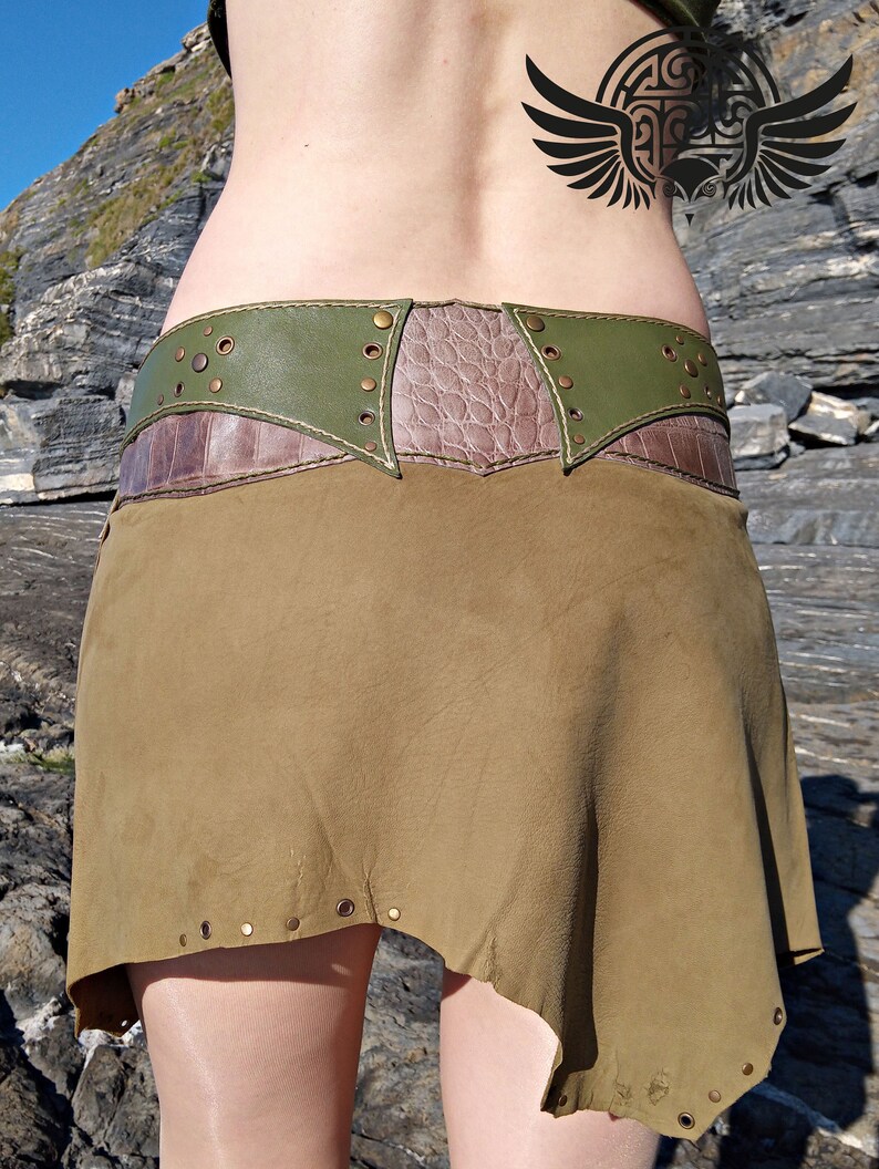 Leather skirt Leather skirt festival skirt psytrance skirt tribal skirt skirt gypsie skirt steampunk skirt primitive skirt