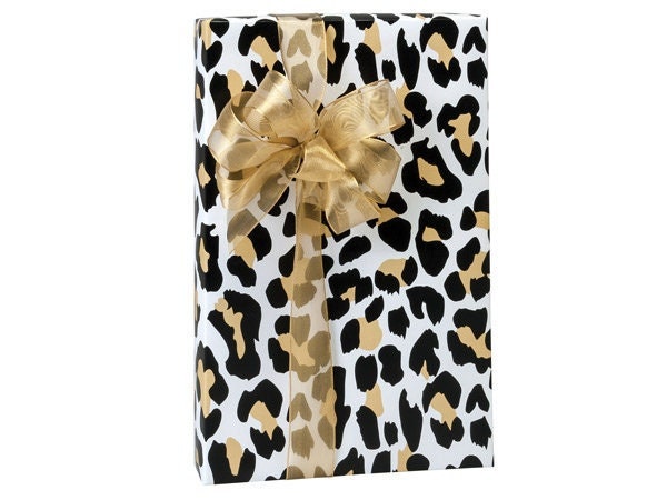 Christmas Leopards Gift Wrapping Paper in Red - 76 cm x 2.44 m