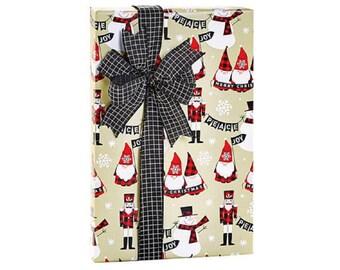 Nutcracker Gnome Snowman Kraft Matte Gift Wrap | Nutcracker Gift Wrap | Gnome Gift Wrap | Buffalo Check | Christmas Gifts | Gifts from Santa