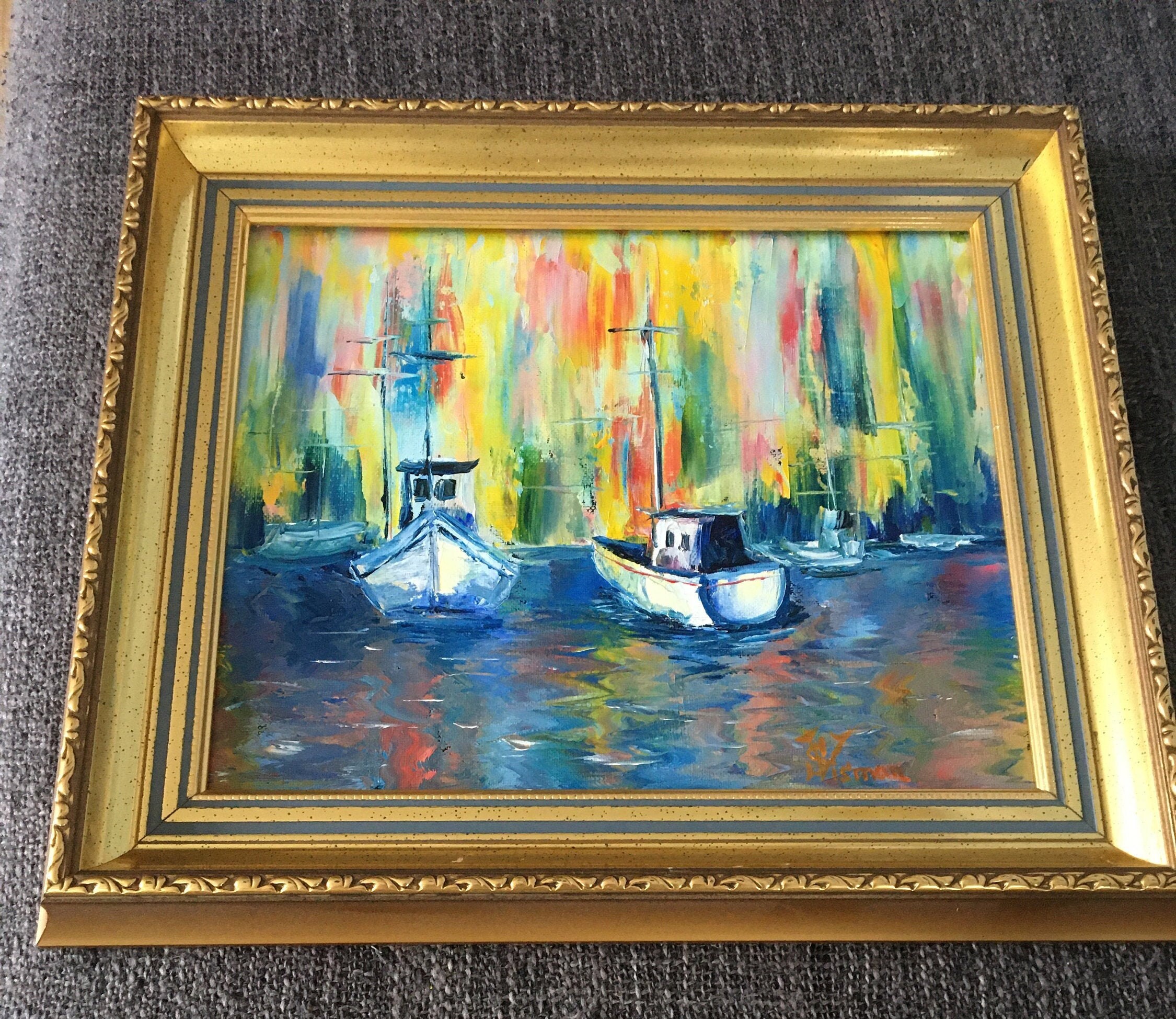 Abstraktes Strand-Leinwandbild – Fertig Zum Aufhängen, 28x28 Cm, Wasserfest & Lichtecht