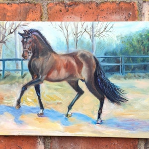 Horse original oil painting, beautiful animal painting, running horse painting , wall deco, horse portrait, running horse  art ,gift for man