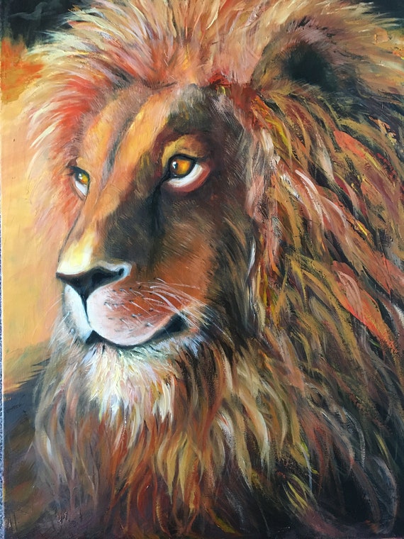 ライオン カラフルアート絵画本物