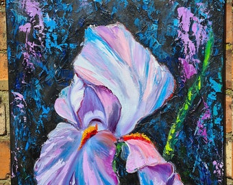 Iris Original |Oil Painting Canvas Wall Art Impasto 50cm x 40cm