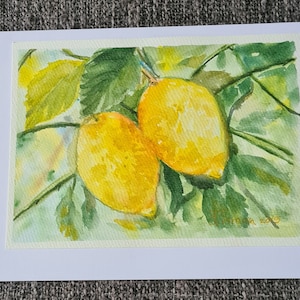 Original art. Lemon- Watercolour Painting, Country side, Kitchen Wall Art