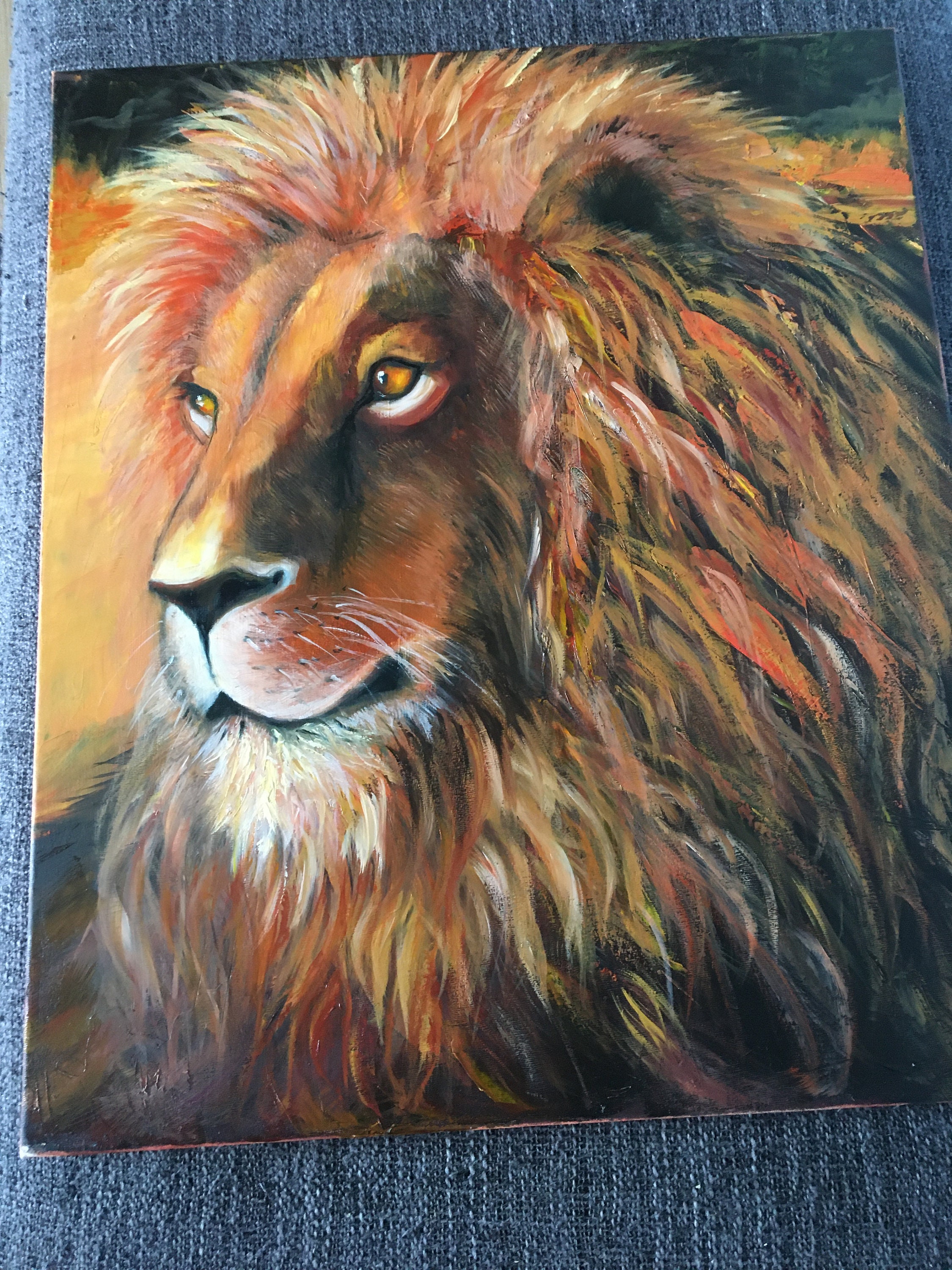 Lion The King original oil painting,animals painting,lion in 
