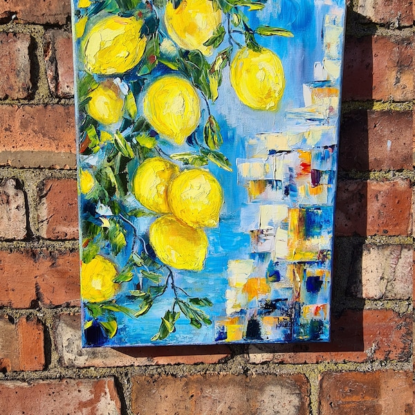 Lemons, custom original oil painting, juicy lemons ,wall deco, gift for friend, colourful art,  wall hanging, gift ideas, lemon brunch, art