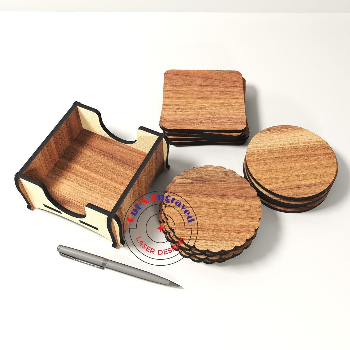 Coaster Set Files. Dxf Svg Vector Files for Cnc Etsy Australia